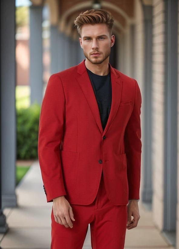 Traje rojo rubí para el caballero atrevido