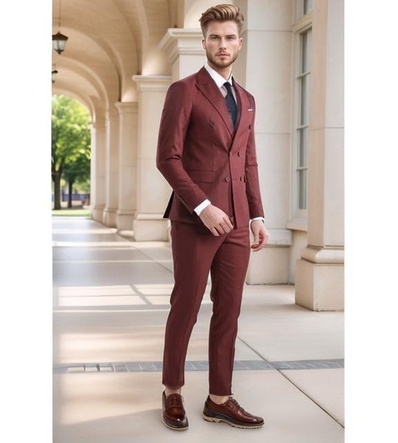 Elegante Traje Rojo: Confianza en cada paso