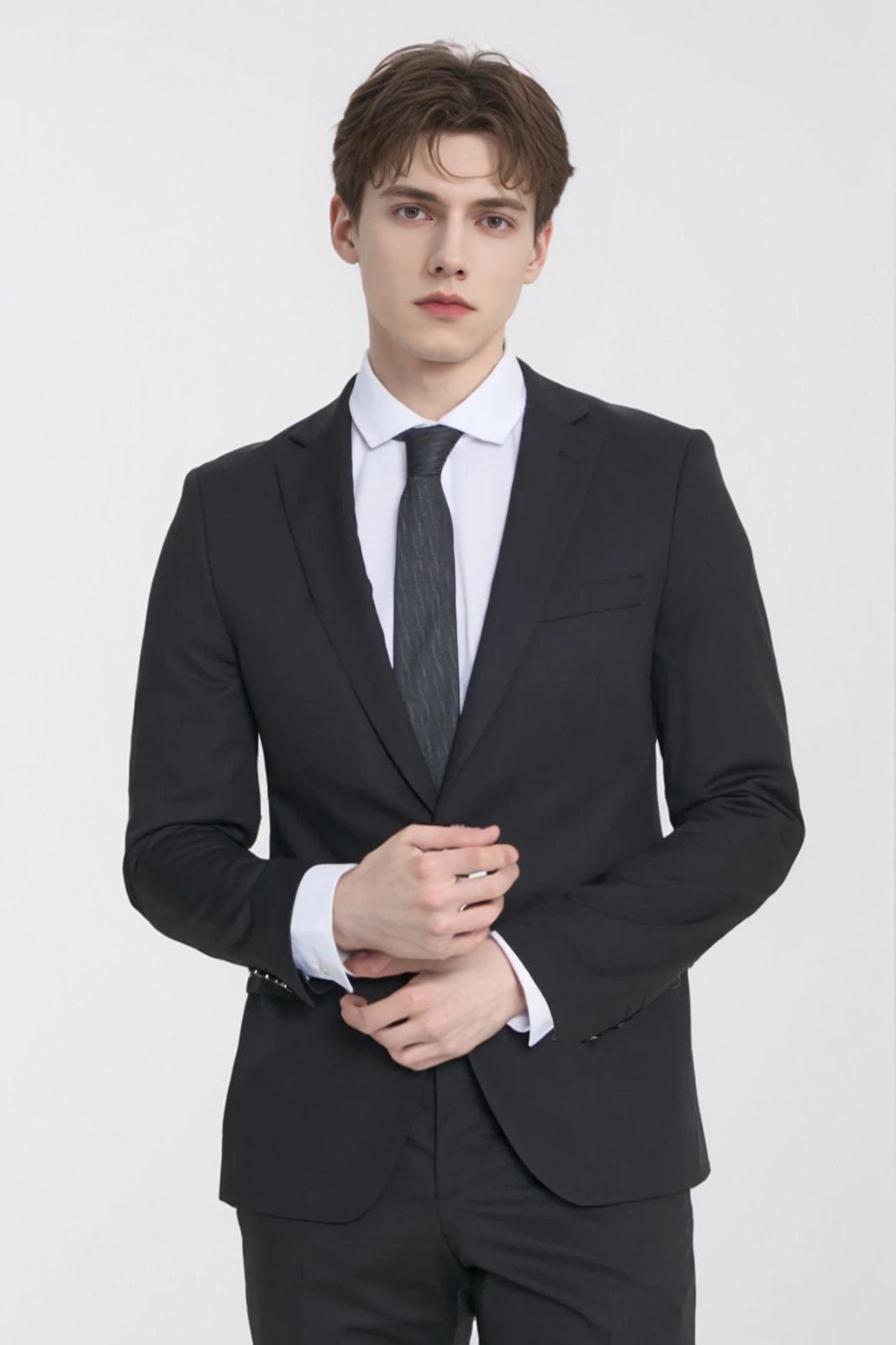 Herrenanzug Schwarz Slim Fit Slim Fit Mono Collar